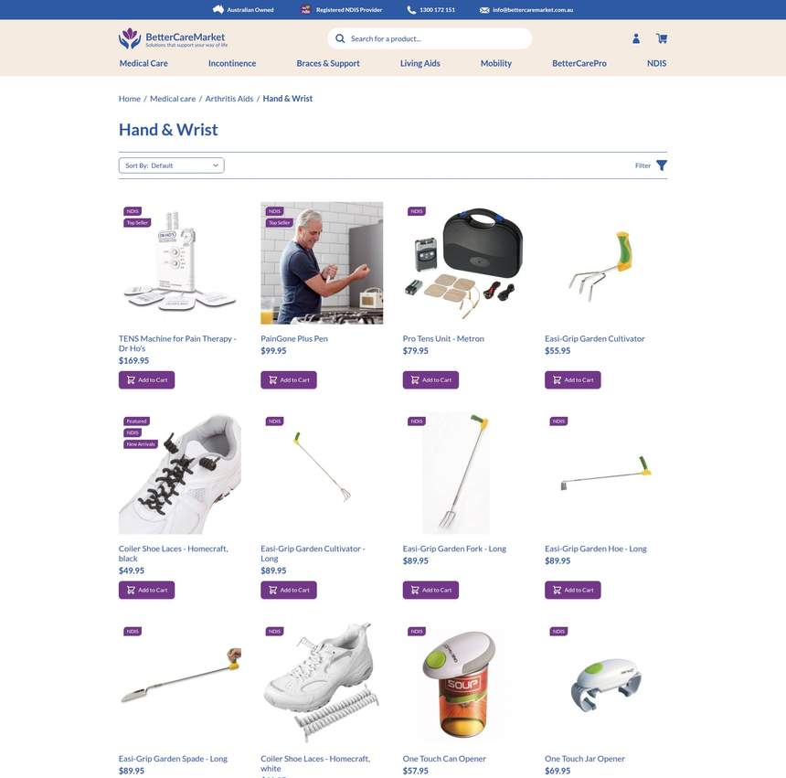 BetterCareMarket category page after Hyvä migration with rebuilt filters and navigation