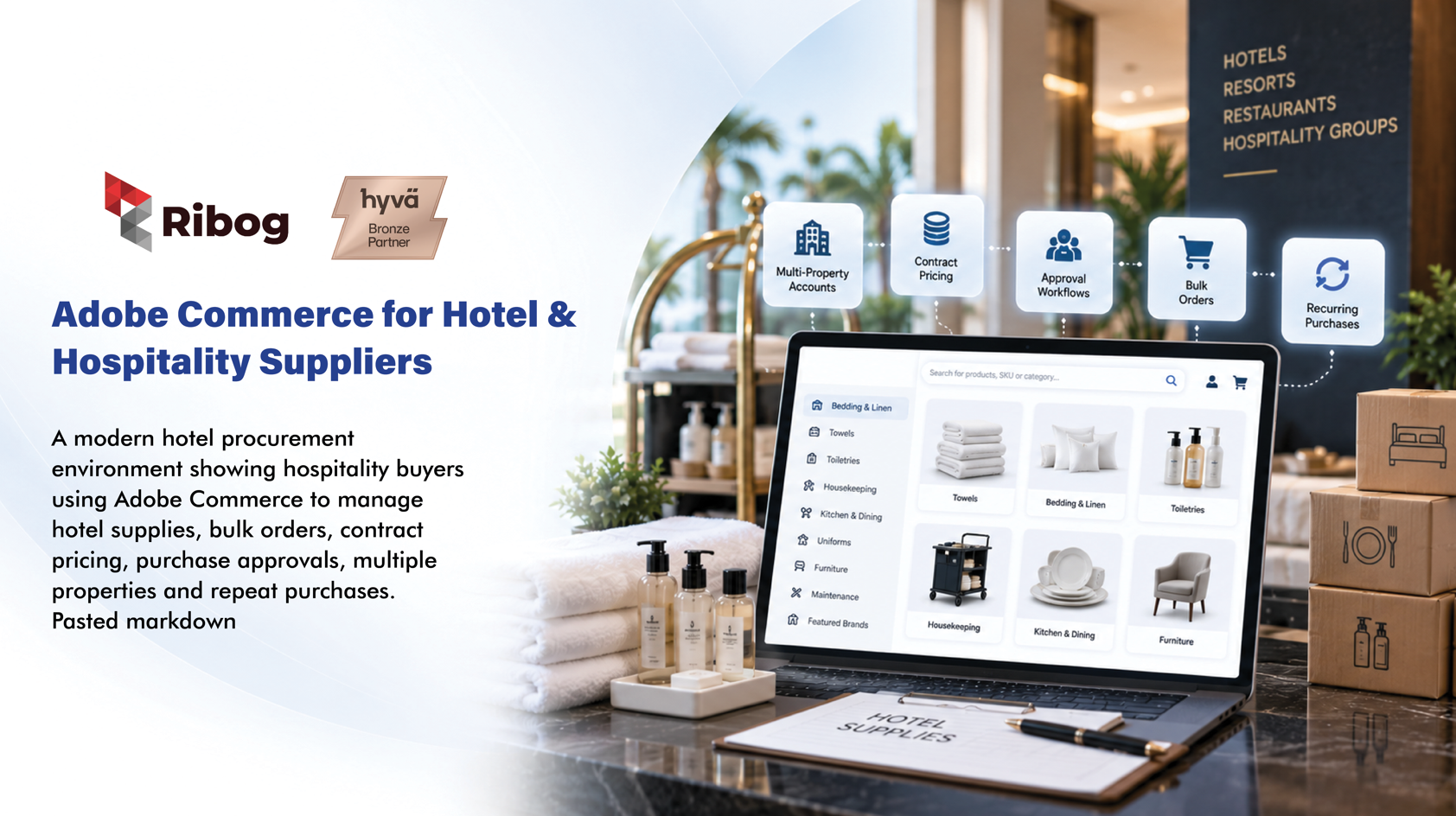 Adobe Commerce for Hotel Suppliers: B2B Procurement & Bulk Orders